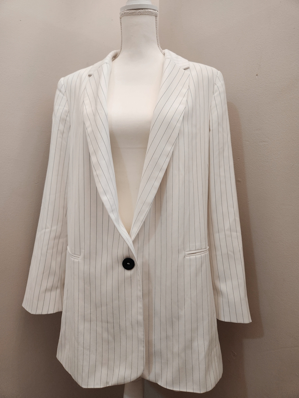 Closet London White Pinstripe Blazer - Women's Tailored Blazer
